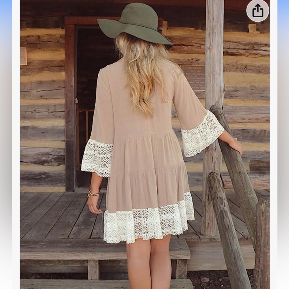 Bohemian Dress with White Lace size L